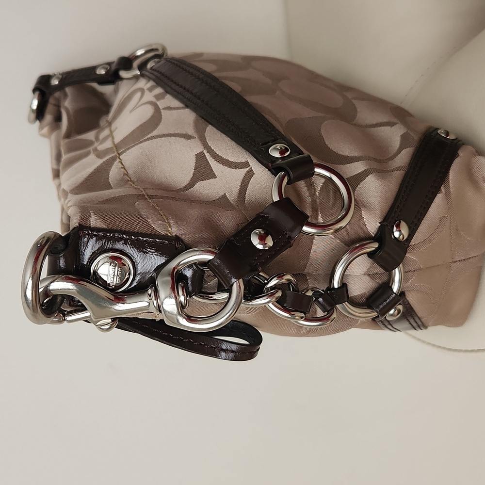 COACH Vintage 2010 chocolate leather, tan sateen BOHO bag